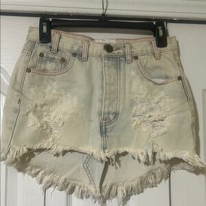 One Teaspoon Blue Distressed Jean Skirt